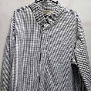 Duluth Trading Co. white/blue box pattern long sleeve button up shirt ~ XL Tall
